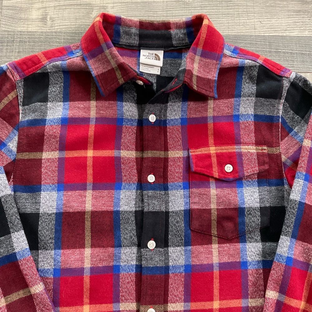 The North Face Arroyo Flannel Shirt Men's SMALL Red Black Blue Plaid Long Sleeve - Picture 4 of 10
